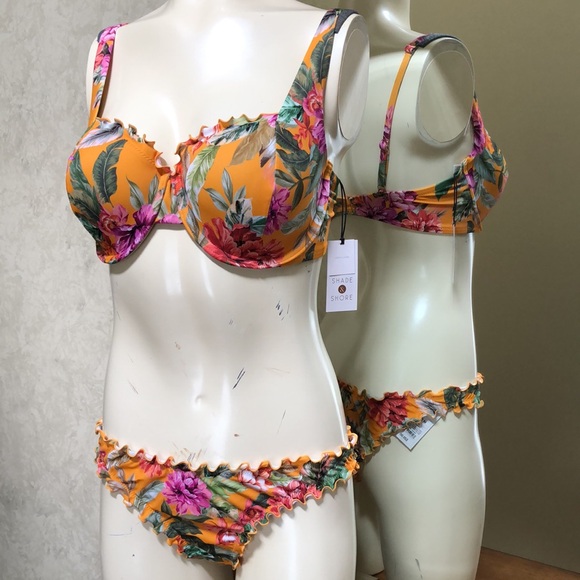 New Shade and Shore 2 piece bikini.  Size 34D top & M(8-10) bottoms. Floral. - Picture 4 of 16